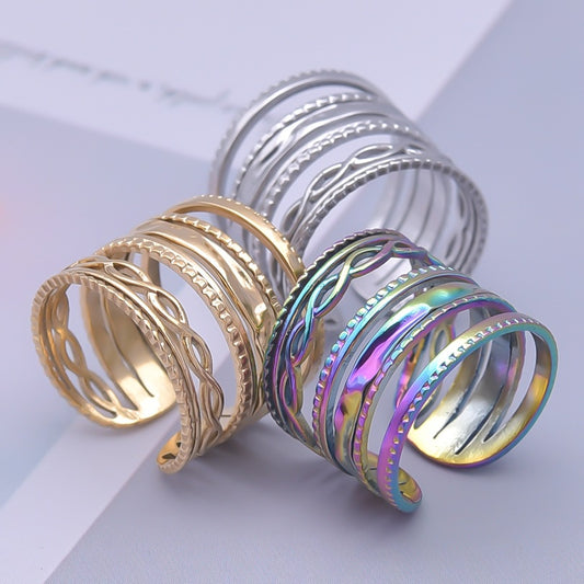 Women's & Men's Geometric Pattern Cold Wind Minority Simple Rings