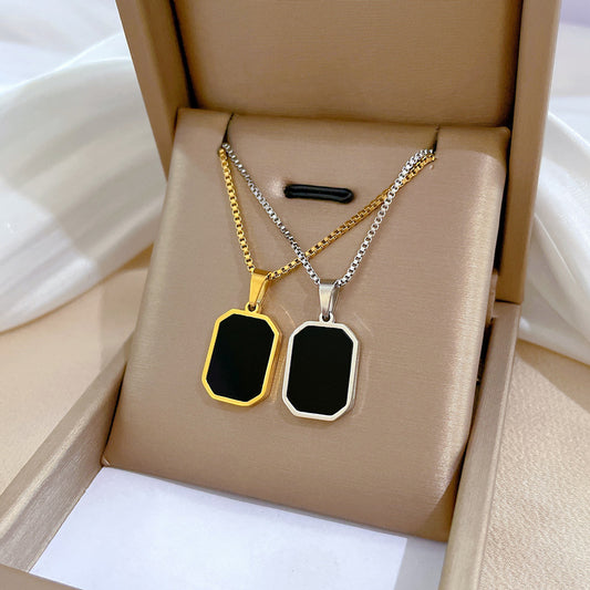 Geometric Square Personality Minimalist Furnace Real Gold Necklaces