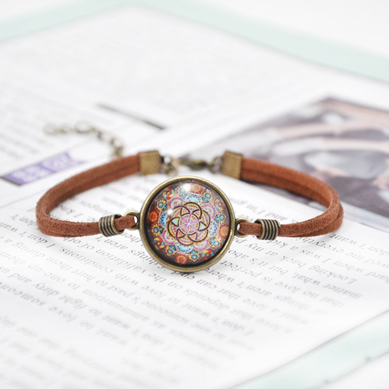 Fashion Retro Folk Art Handmade Gem Veet Rope Bracelet