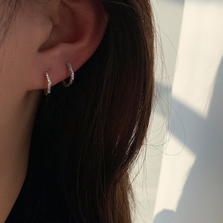 Women's Sier Needle Simple High Sense Circle Ear Buckle