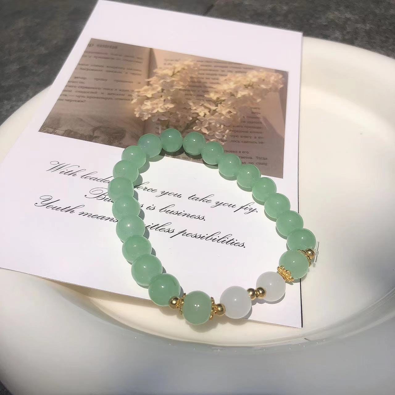 Colorful Gold Lotus Seedpod Cultural Creative Imitation Jade Scenic Bracelet