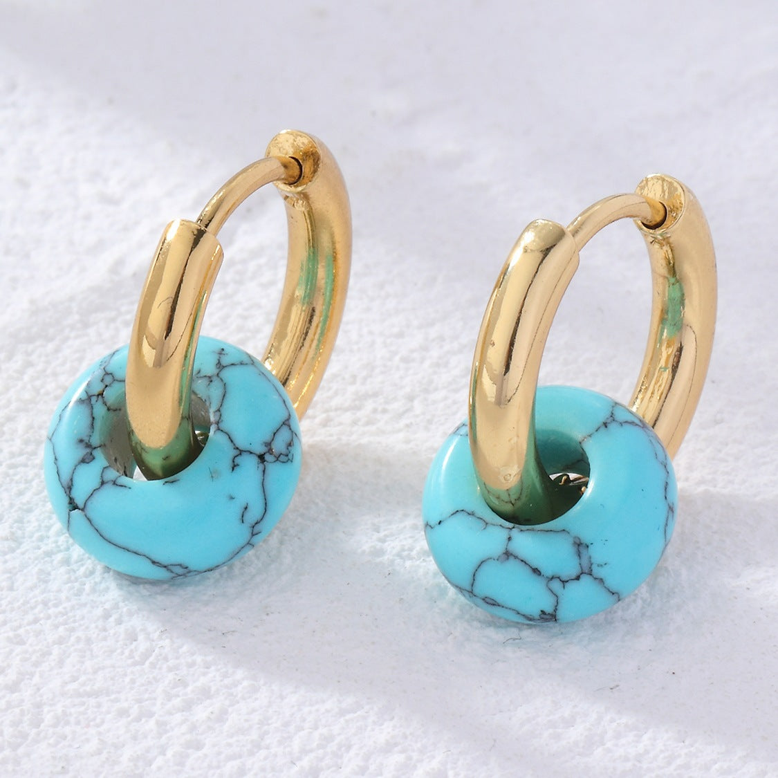 Donut Natural Stone French Style Temperament Earrings