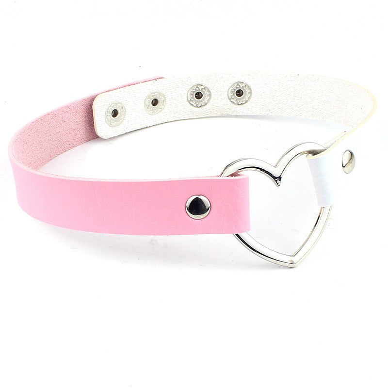 Fashion Punk Nightclub Soft Leather Heart Love Necklaces
