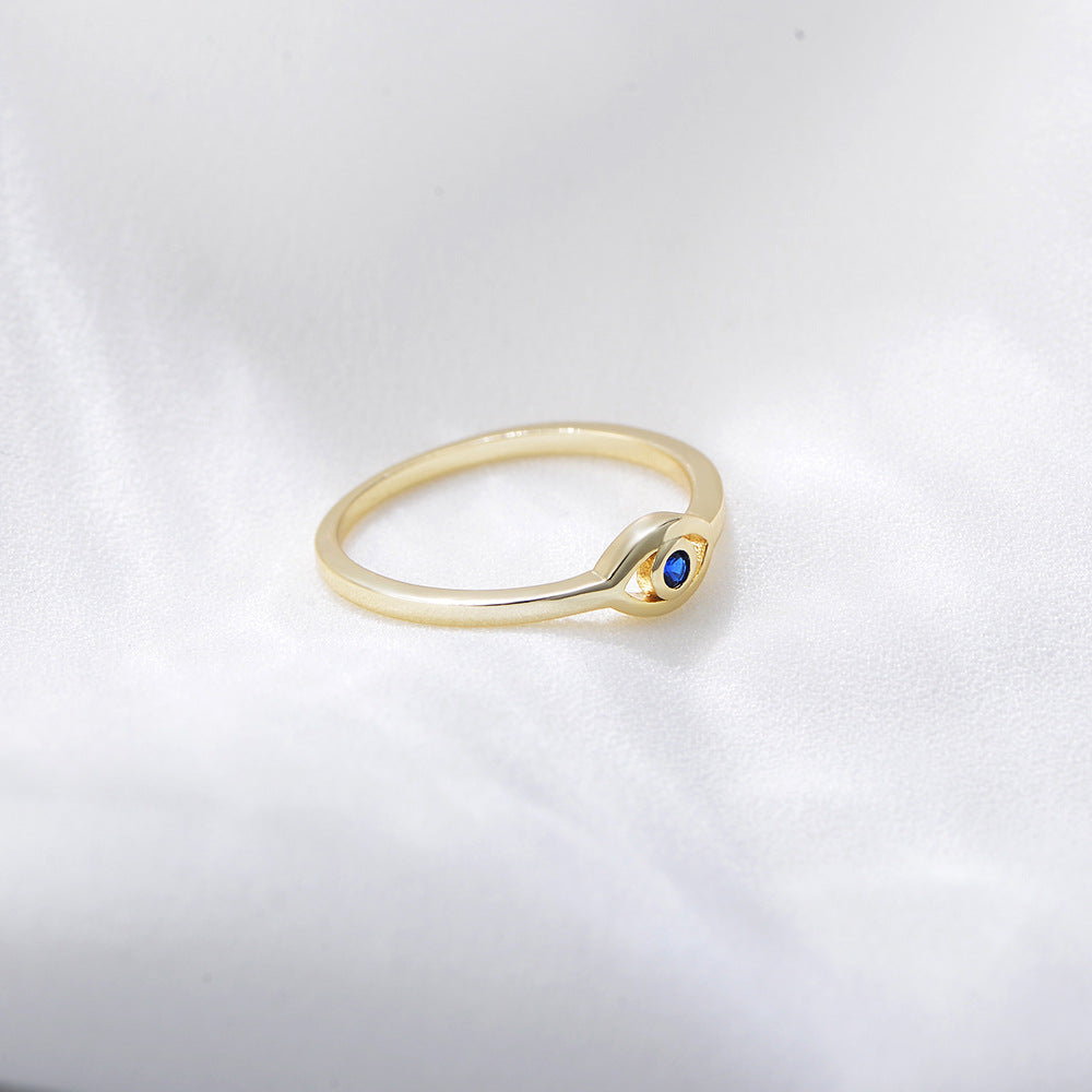 Devil's Eye Female Personality Retro Gold-plated Blue Rings