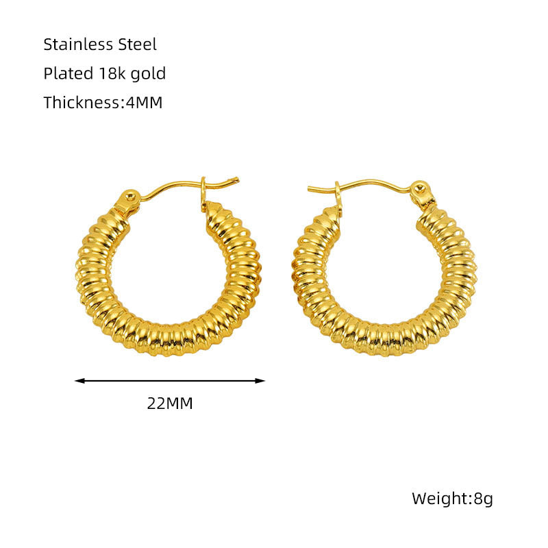 Women's Titanium Steel Round Twist High-grade Gold Stainless Earrings