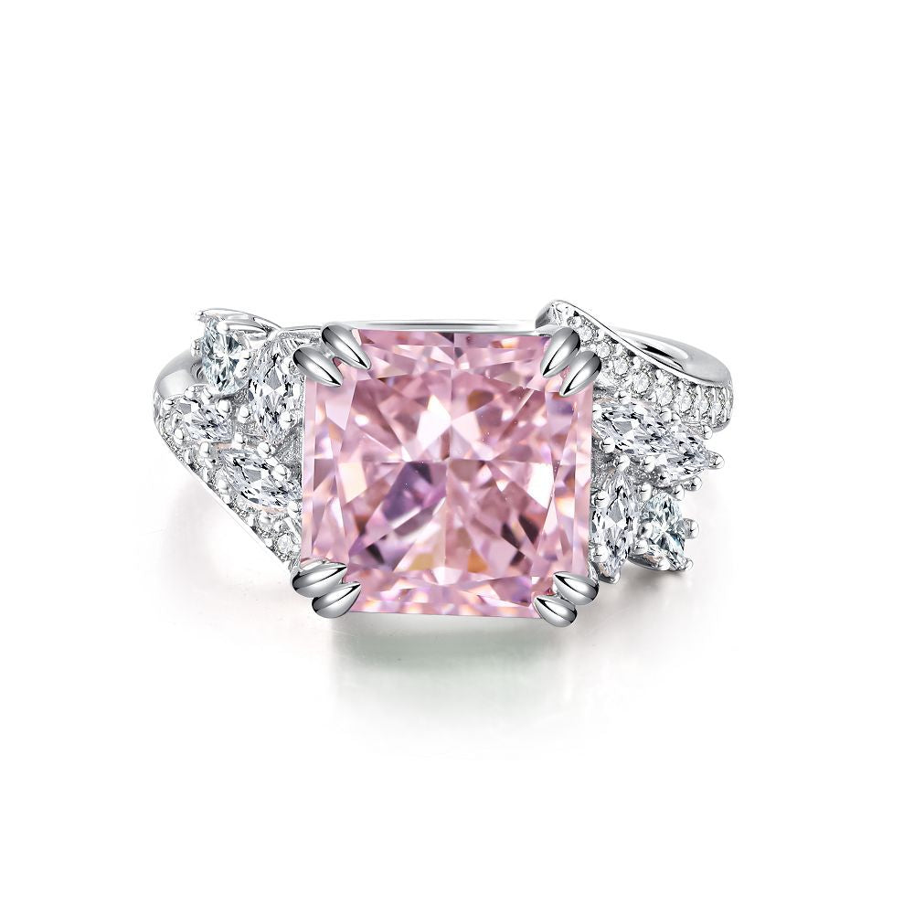 Ice Flower Cut Female Pink Diamond Rings