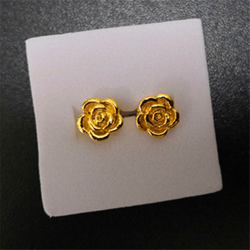 Women's Imitation Jewelry Frosted Rose Flower Copper Earrings