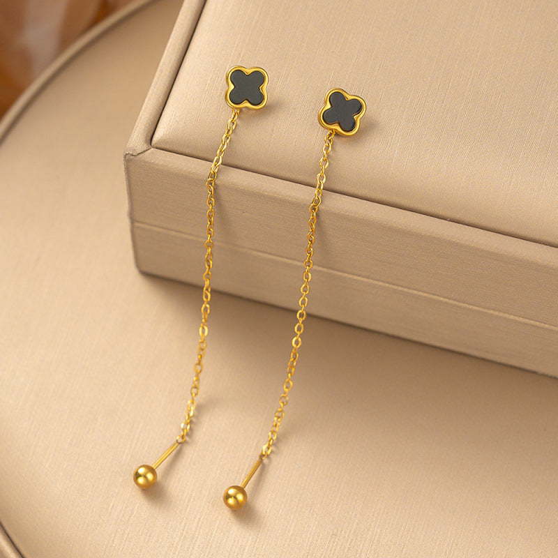 Flower Love Butterfly Long Fringe Female Titanium Steel Trendy Grace Ear Line