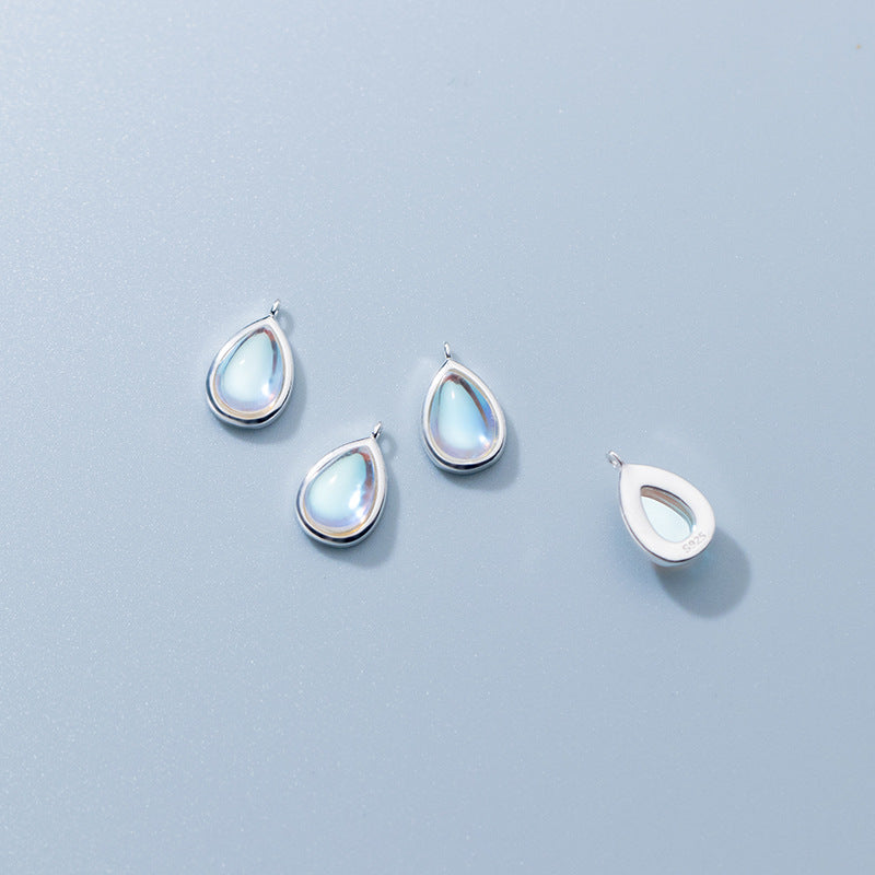 Sier Plating Inlaid Synthetic Moonstone Water Drop Pendants