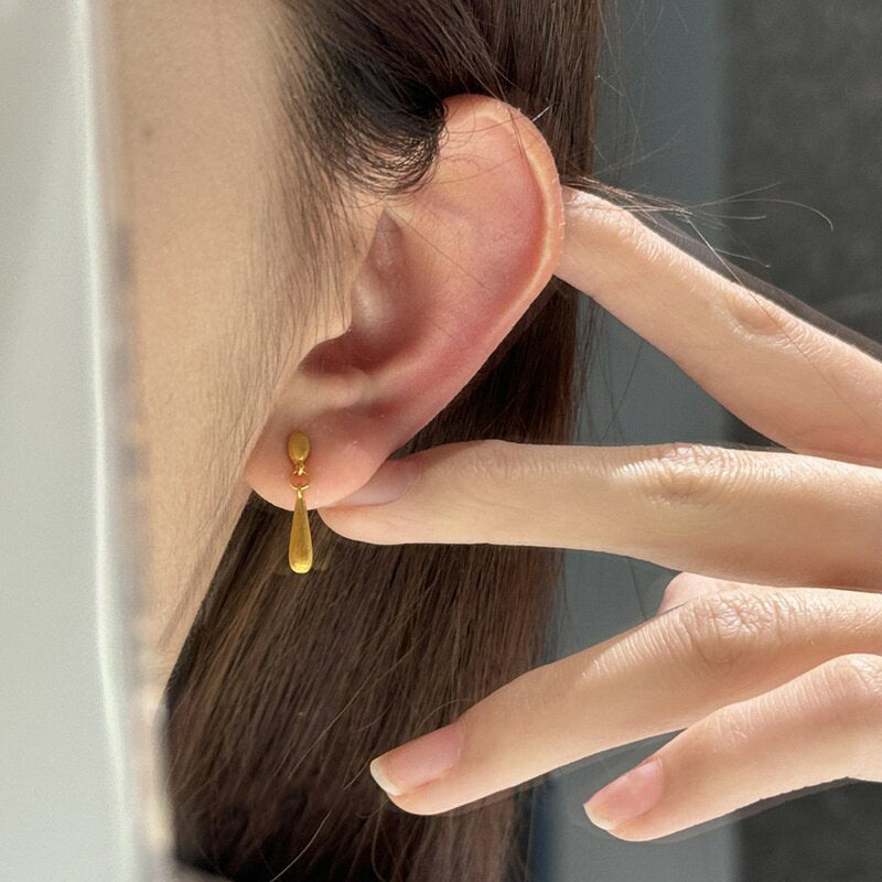 Women's Frosted Gold Water Drop Ear Light Luxury Temperament Unique High Earrings