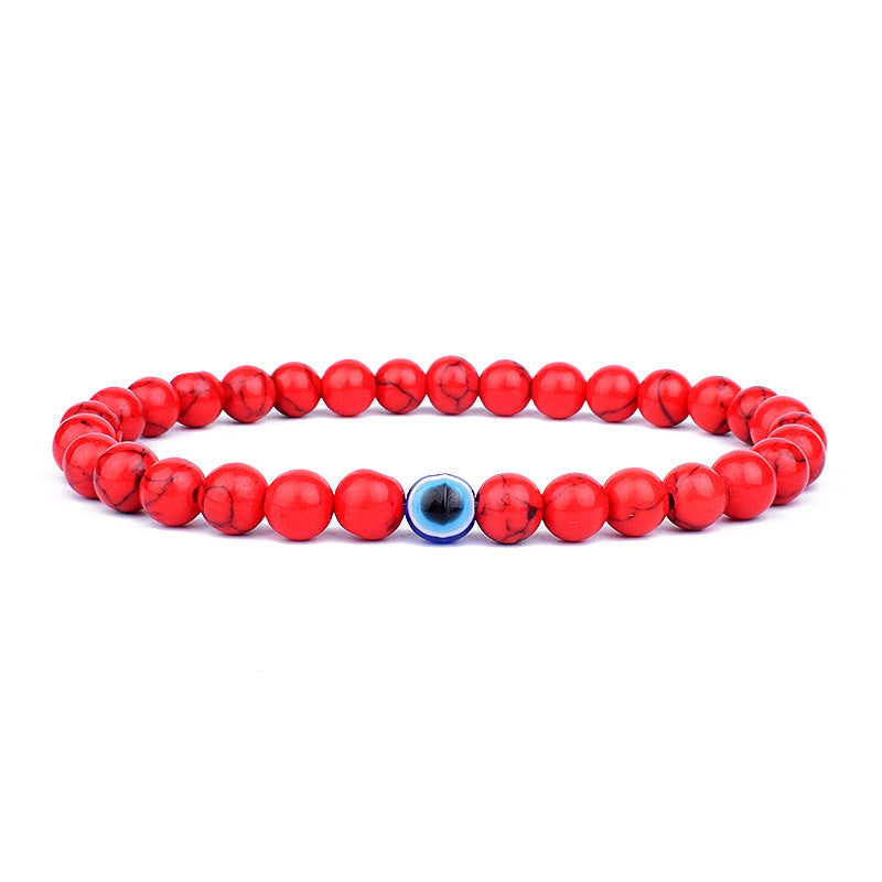 Natural Stone Brace Lace Resin Devil's Eye Beaded Elastic String Bracelet
