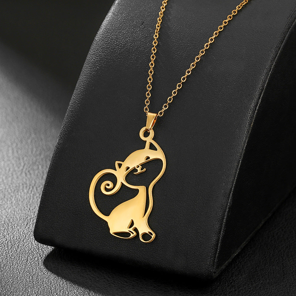 Steel Cross Love Couple Sweater Clavicle Necklace