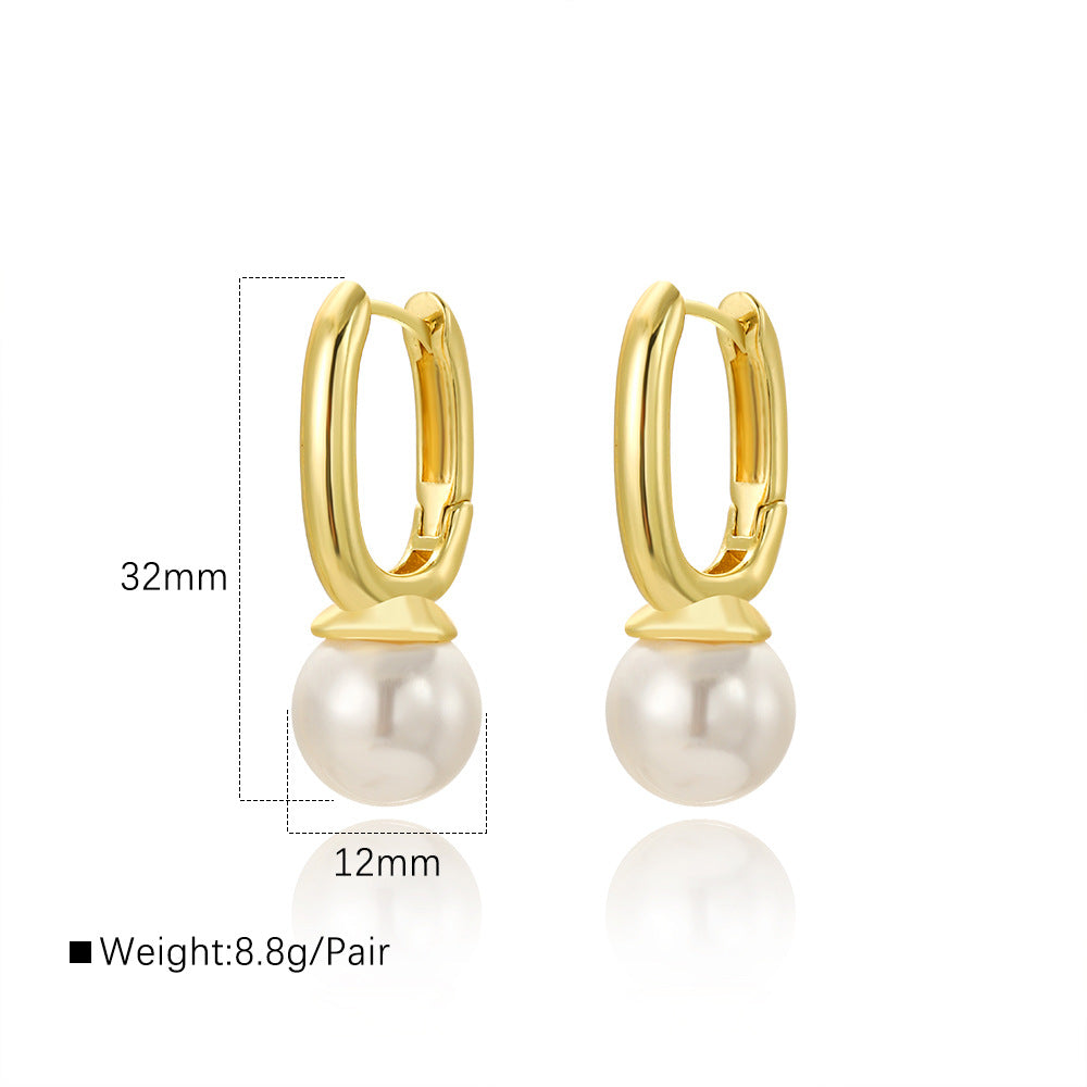 Copper Plating Electroplated U-shaped Pearl Ear Clip Earrings