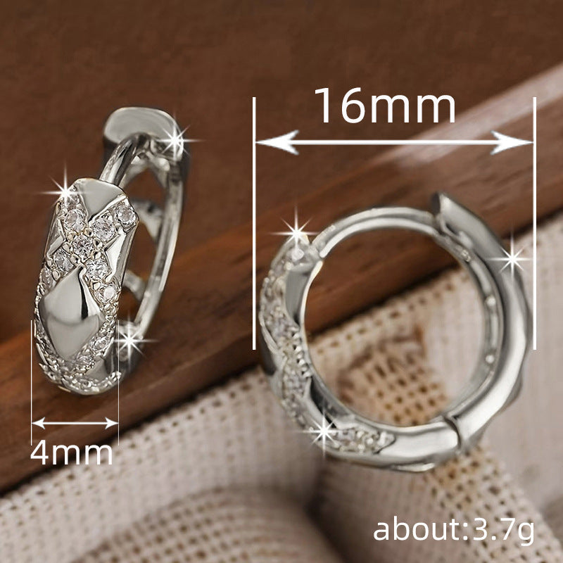 Women's & Men's Shi Cross Micro Inlaid Zircon Style Hollow Out Senior Simple Rings
