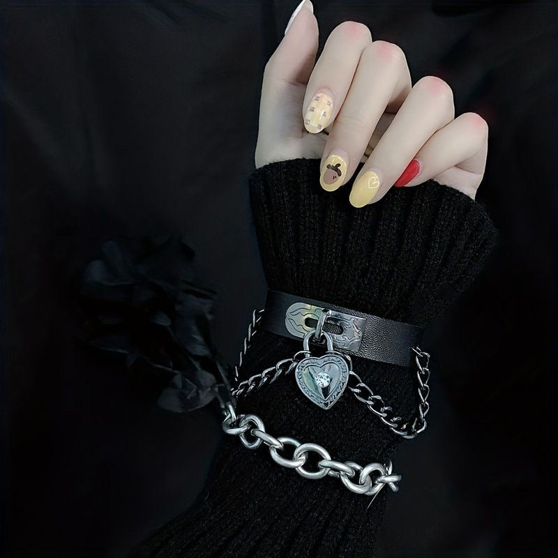 Peach Heart Lock Chain Personality Trend Bracelets