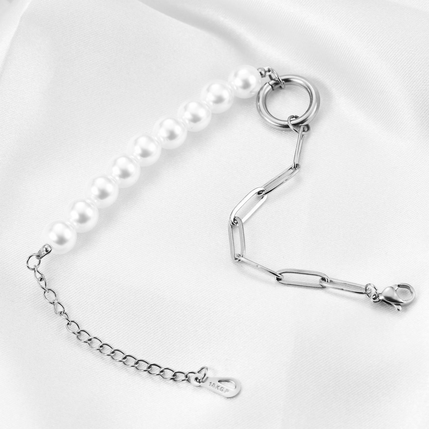 Simple Graceful Imitation Pearl Pin Chain Bracelets