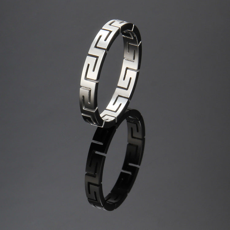 Women's & Men's Steel Hollow Great Wall Pattern Geometric Trendy Titanium Hip Rings