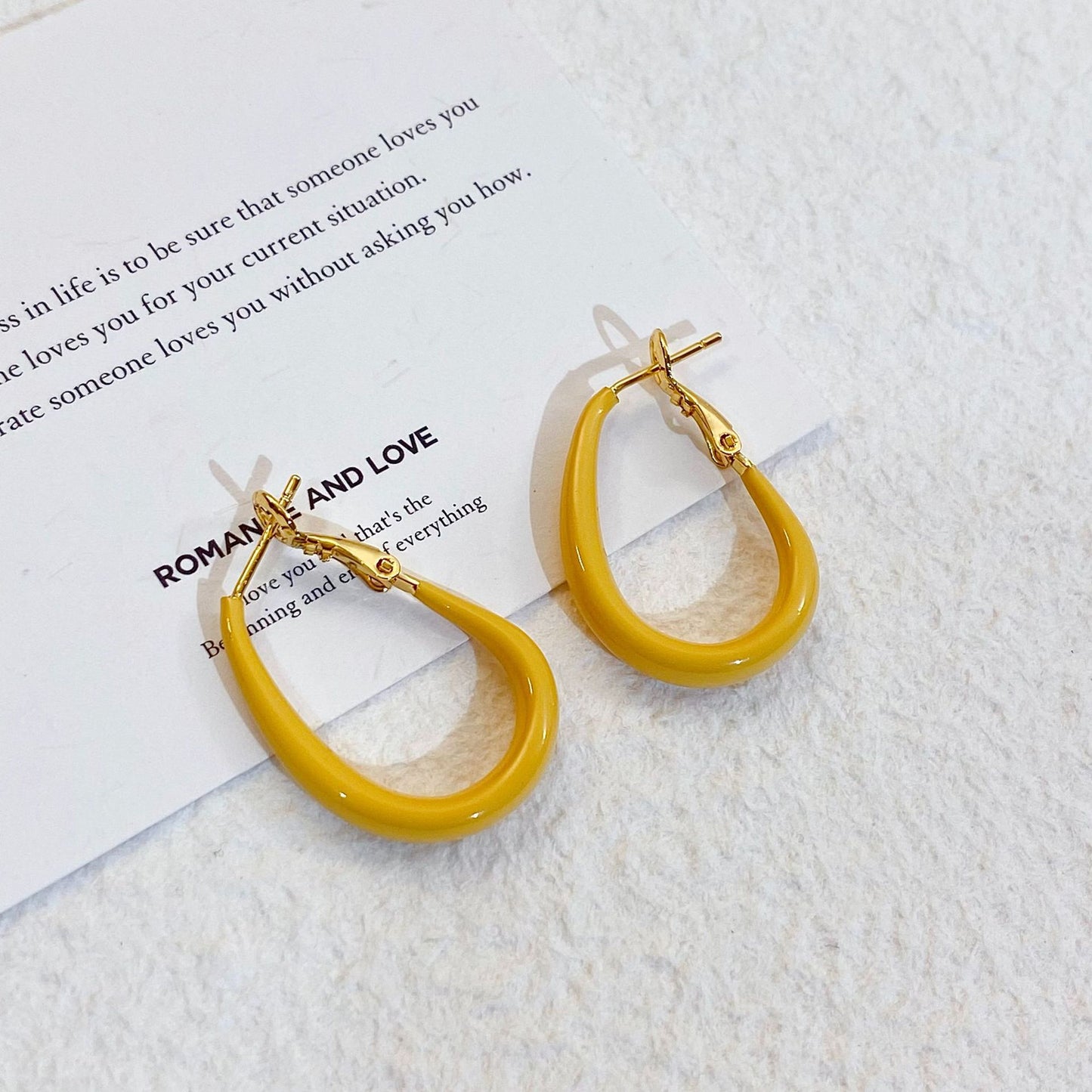 Plated Real Gold Ginger Flower Enamel Drip Glazed Female Sweet Earrings
