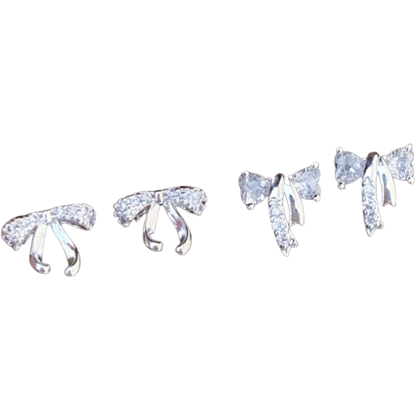 Fashion Ribbon Zircon Bow Light Luxury Versatile Delicate Design Sense Stud Earrings