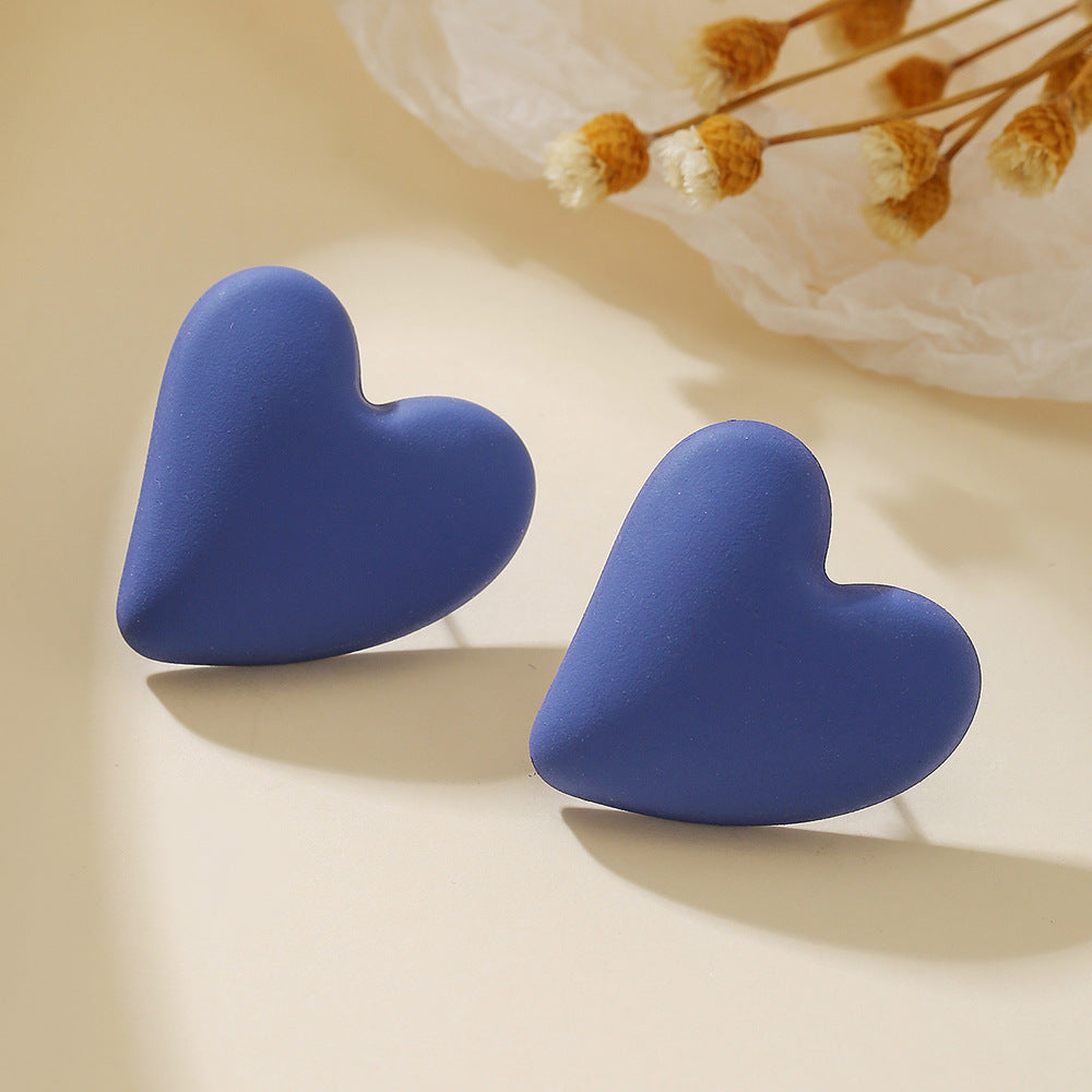 Women's Color Crooked Love Heart Casual Sweet Earrings