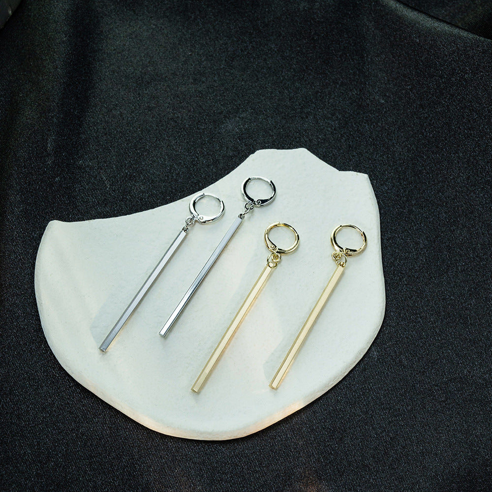 Korean Style Simple Geometric Lines Clip Daily Commuter Long Earrings