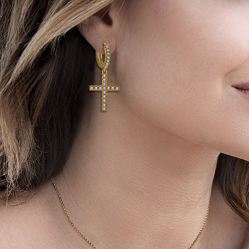 Copper Inlaid Zircon Gold Plated Ear Clip Hip Rings