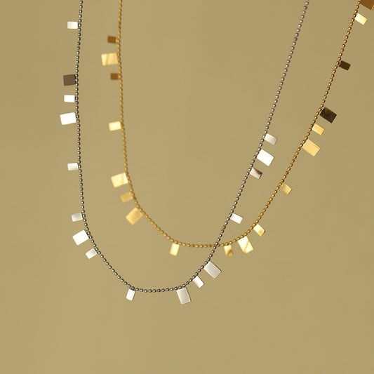 Ornament Keys Small Square Sequin Clavicle Necklaces