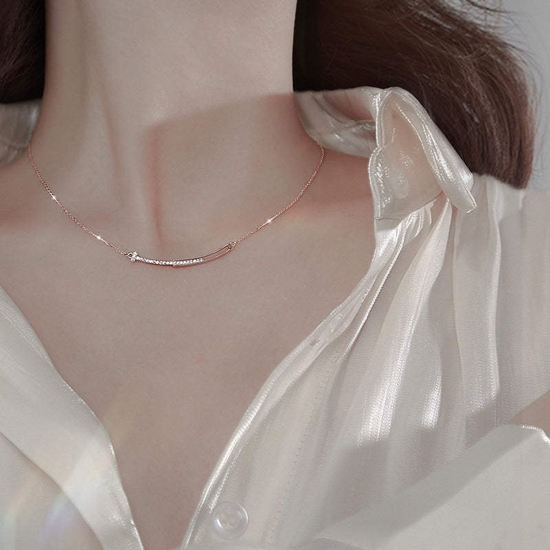 Women's Luxury High-grade Smiley Face Diamond Inlaid Clavicle Chain Necklaces