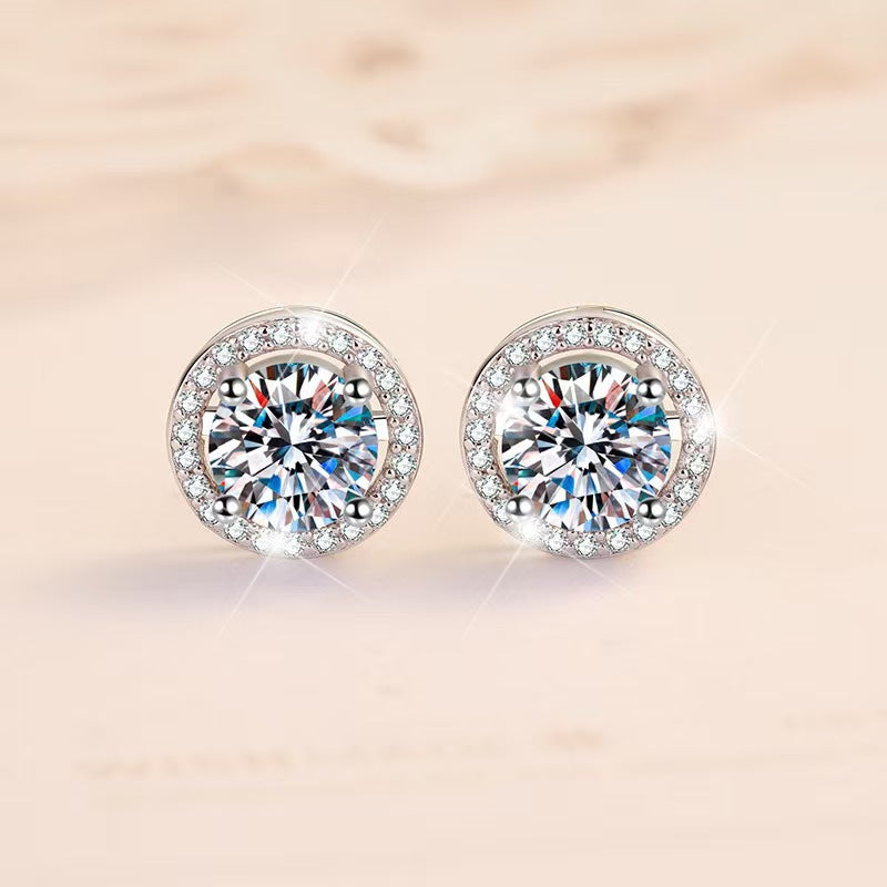 High Carbon Diamond Full Round Bag Four Earrings