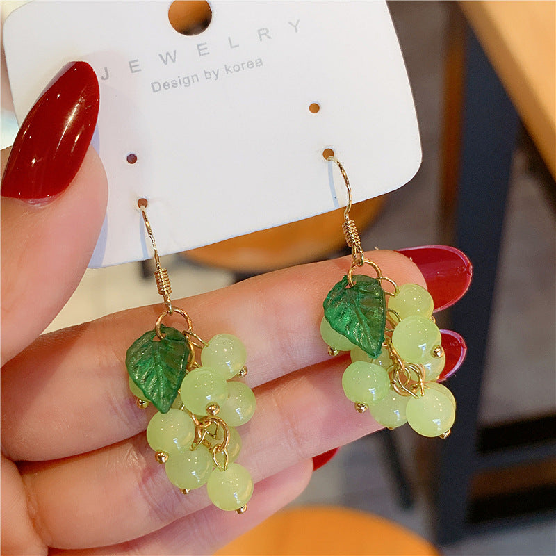 Women's Needle Sweet Purple Crystal Grape For Trendy Simple Cute Stud Earrings
