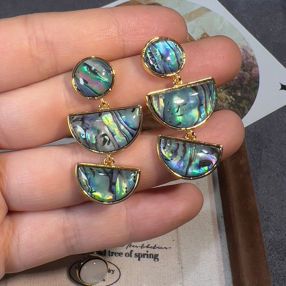 Women's Abalone Shell Series Gold Plated Environmental Protection Fashion French High-grade Earrings