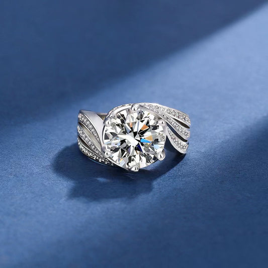 Eight Hearts Arrows Zircon Imitation Moissanite Female Male Six Claw Ring