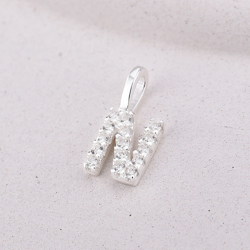 Sier Simple Diamond Letters English Personalized Pendants