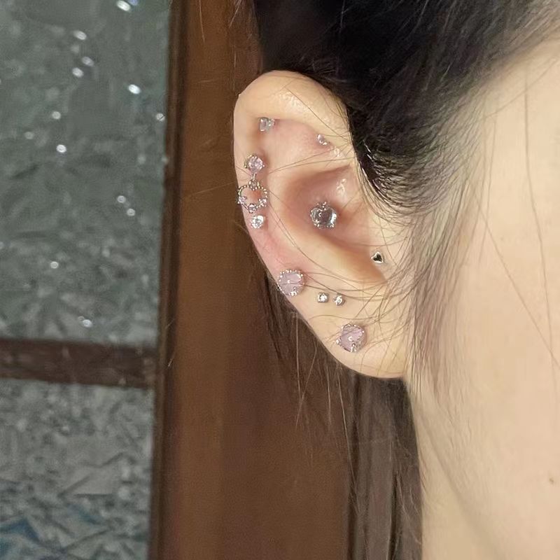 Beautiful Colorful Milk Fairy Moonstone Screw Ear Bone Stud Earrings