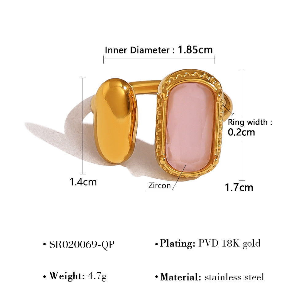 Women's French Stainless Steel Glass Zirconium Eye-catching Rings