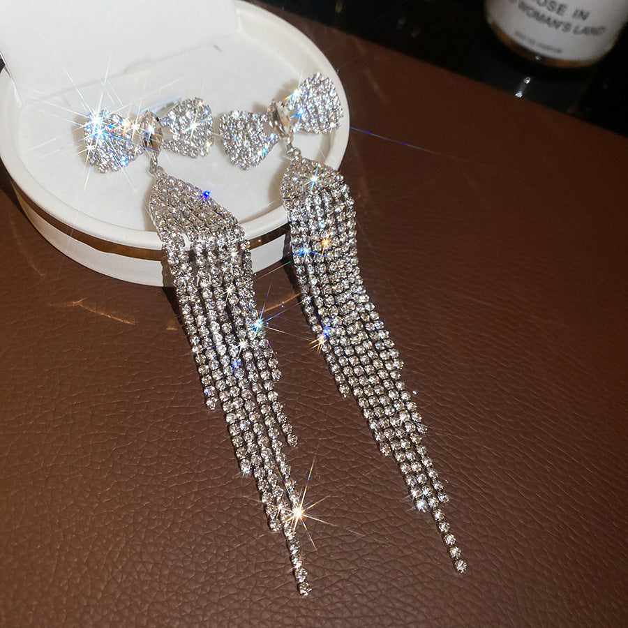 Women's Sier Diamond Tassel Light Luxury High-grade Simple Rings