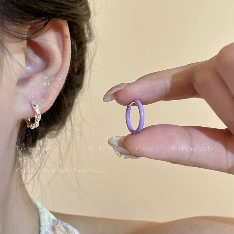 Dopamine Sweet Style Drip Glazed Solid Color Fresh Exquisite High Rings