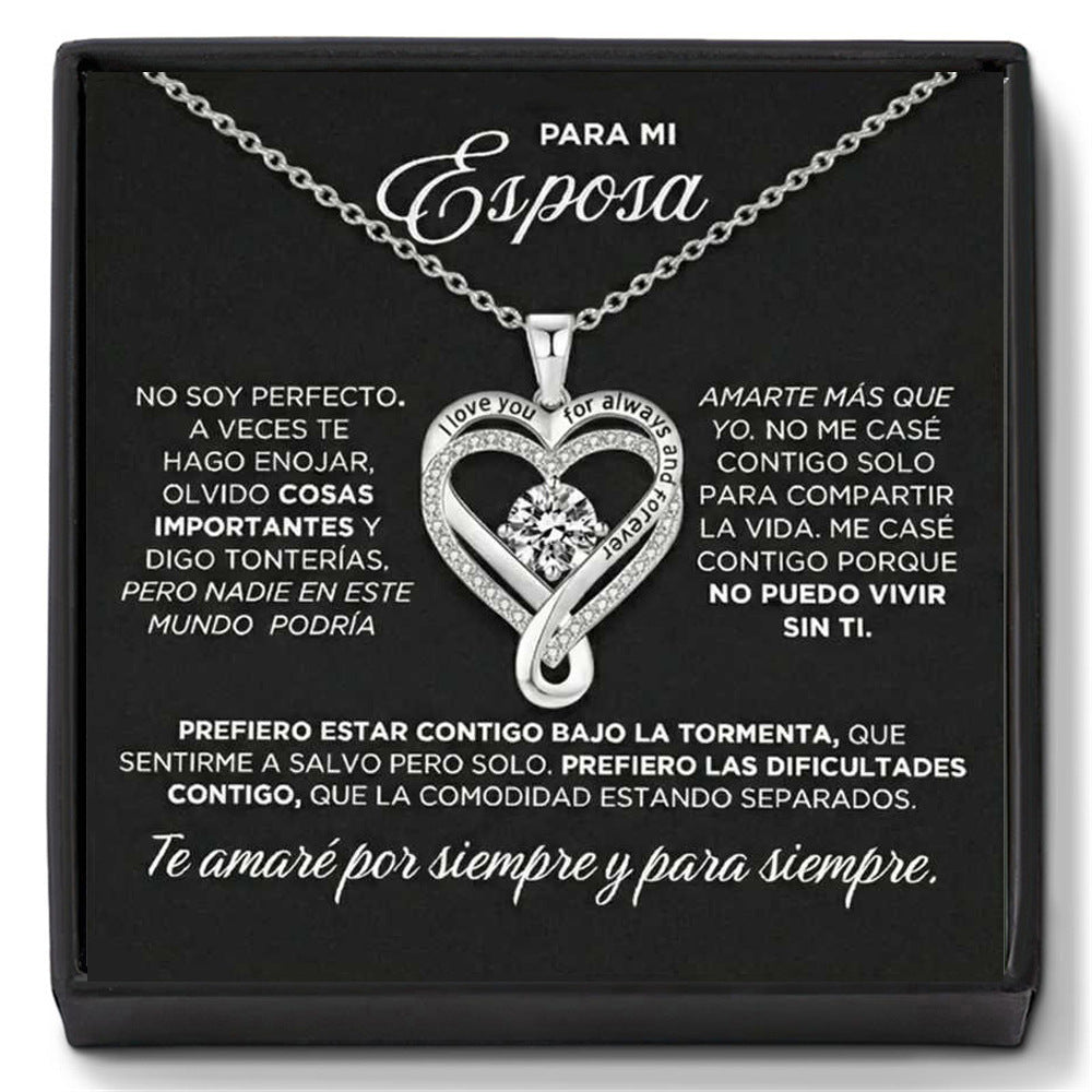 Heart Of Eternity Double Layers Loving Female Micro Inlaid Zircon Necklace