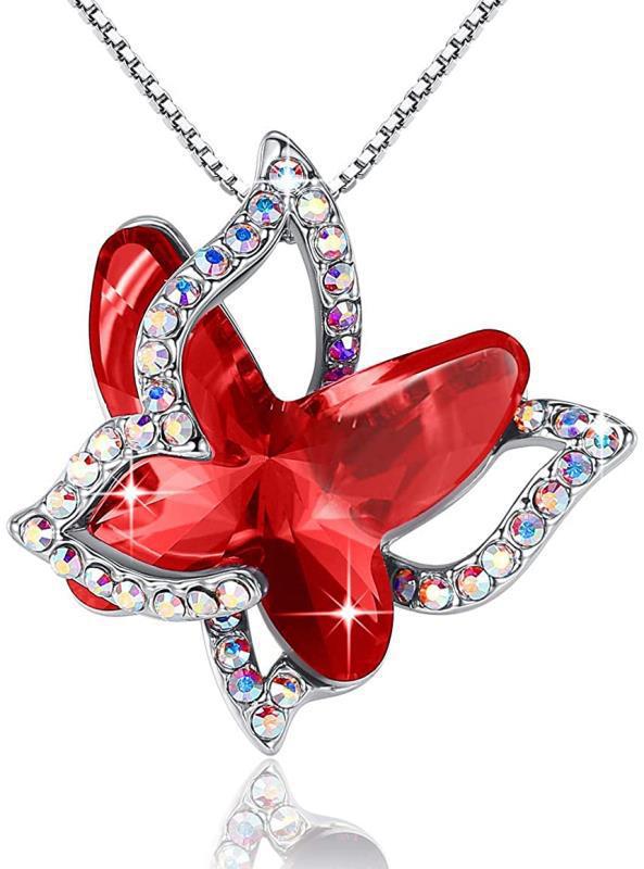 Women's Alloy Birthday Stone Crystal Animal Butterfly Necklaces