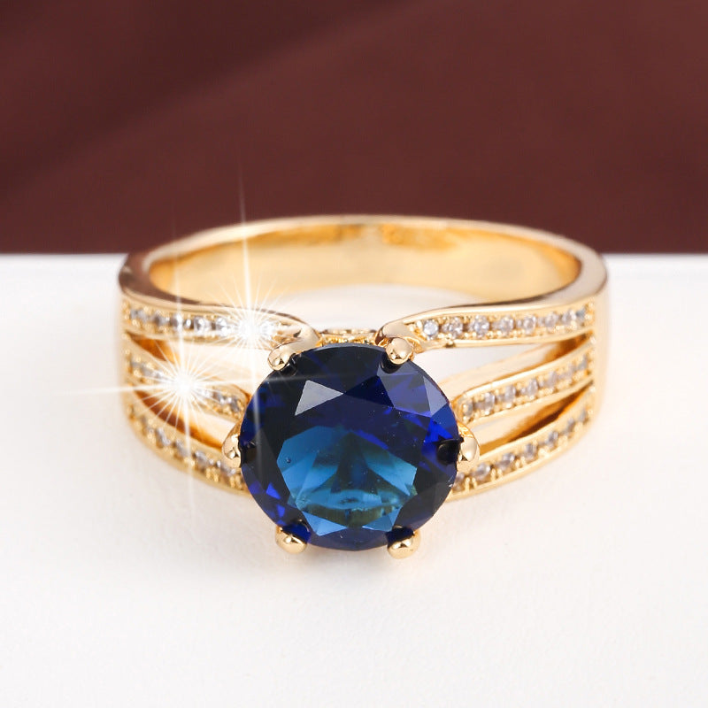 Zircon High-grade Noble Pure Copper Material Temperament Lady Ring