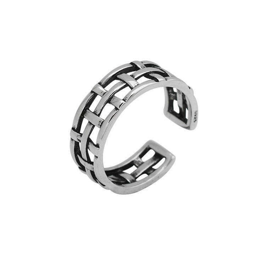 Women's & Men's Punk Heavy Wide Face Abstract Art Open Distressed Street Tide Ring