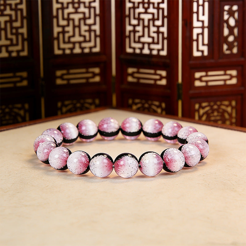Sier Foil Luminous Beaded Gradient Color High Bracelets