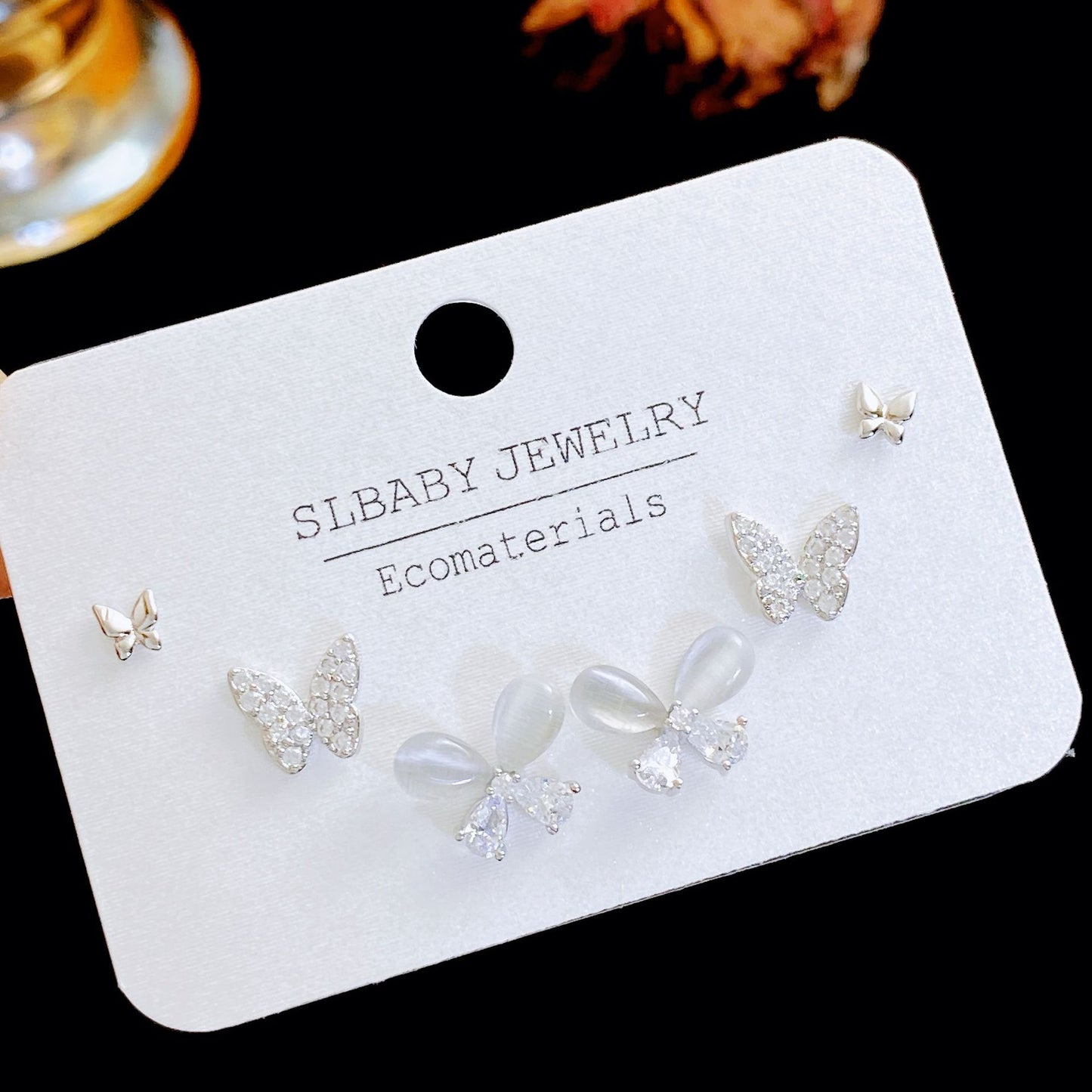 Women's Needle Simple Series Three Pairs Storage Ear Rings