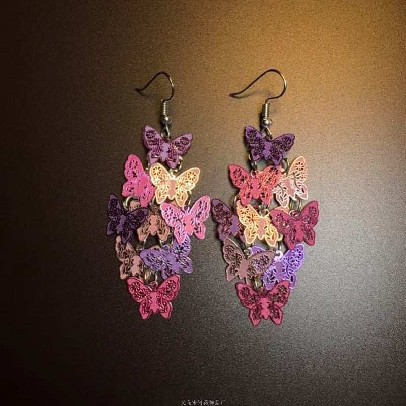 Pretty Pink Butterfly Dream Vintage Purple Stud Earrings