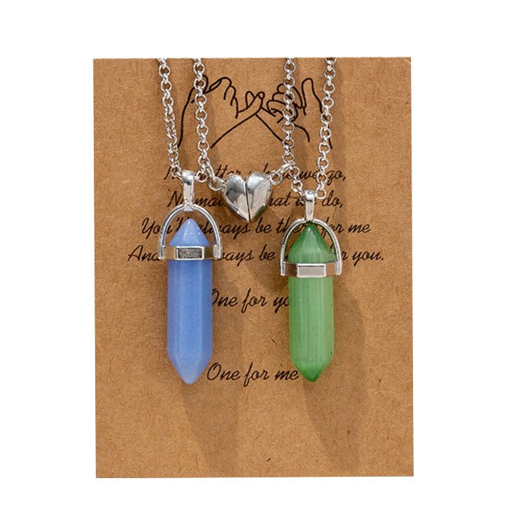 Prism Couple Magnetic Natural Stone Crystal Pendants