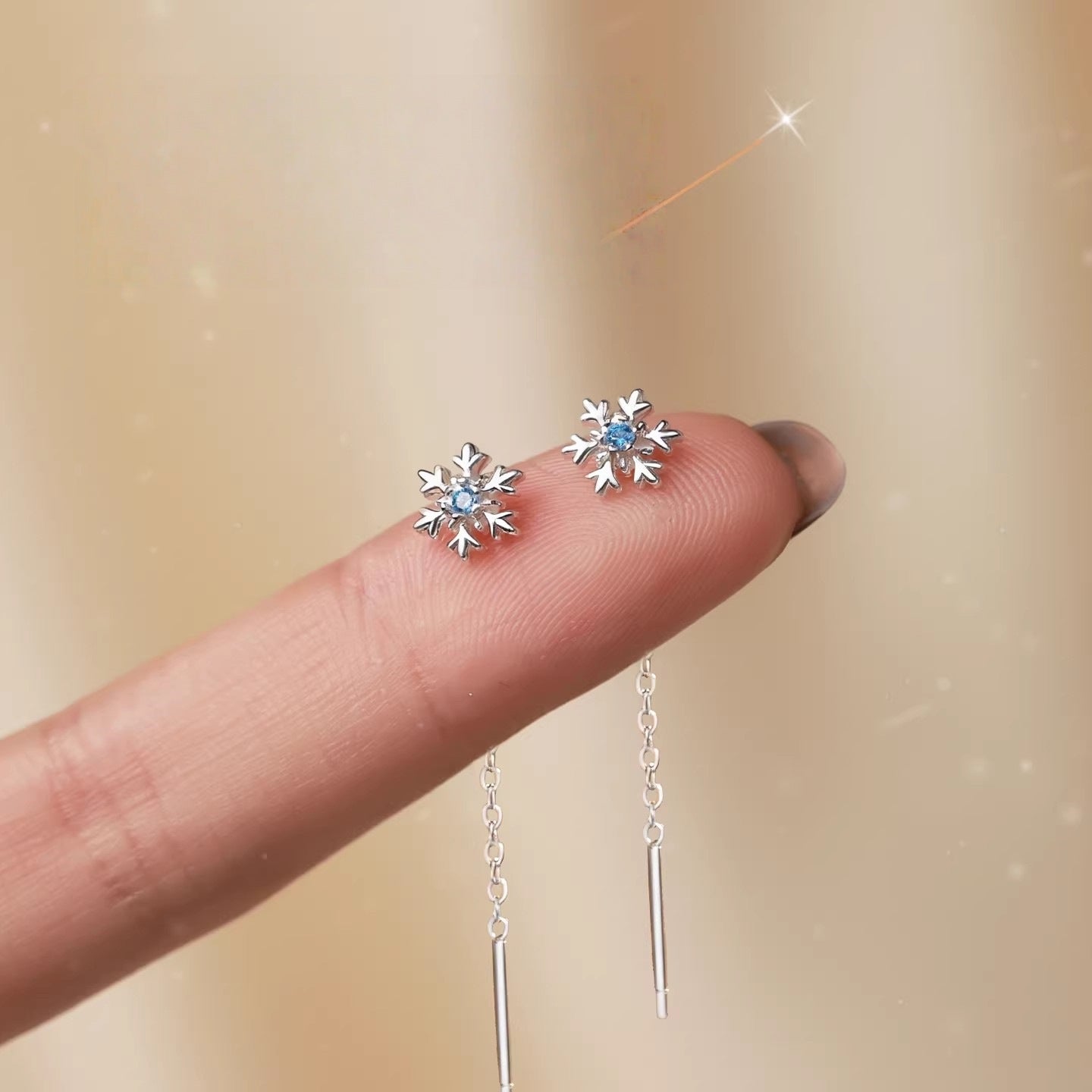 Needle Blue Diamond Snowflake Tassel Female Light Luxury Minority Unique Rings