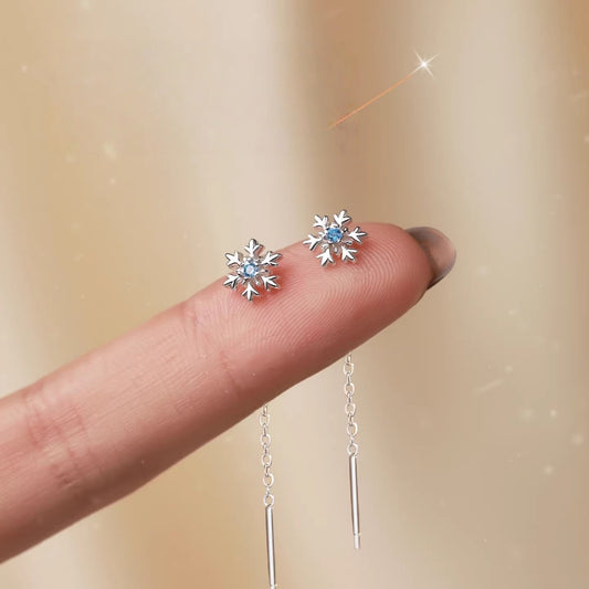 Needle Blue Diamond Snowflake Tassel Female Light Luxury Minority Unique Rings