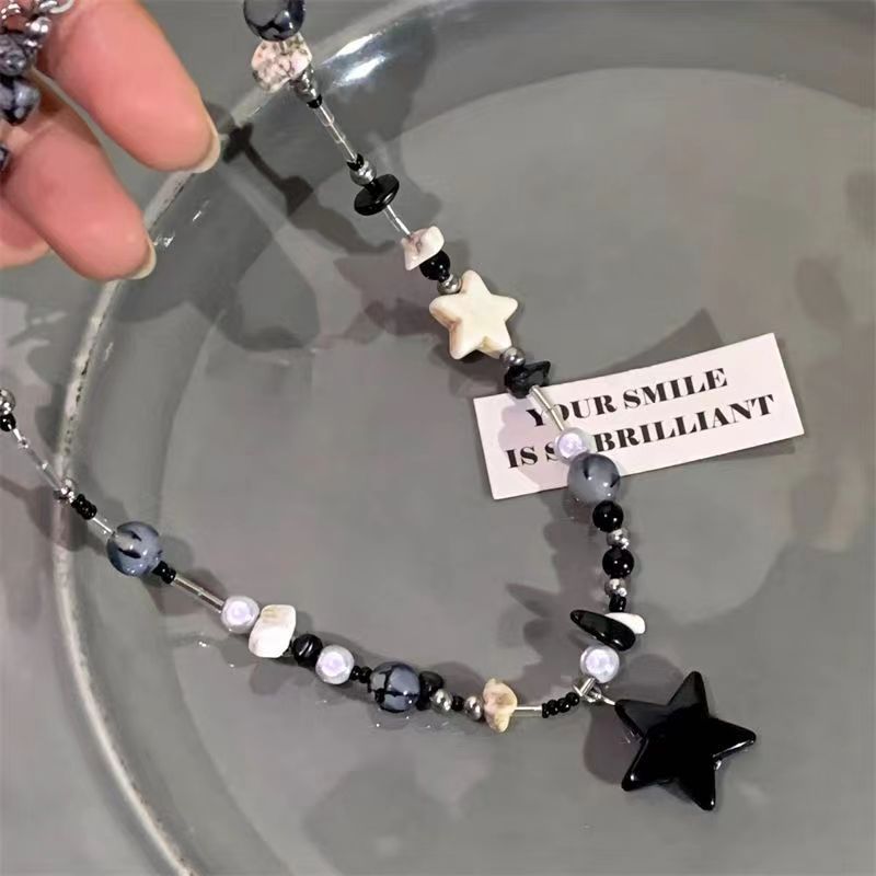 Sweet Cool Style Black Beads Of Clavicle Chain Female High Necklace