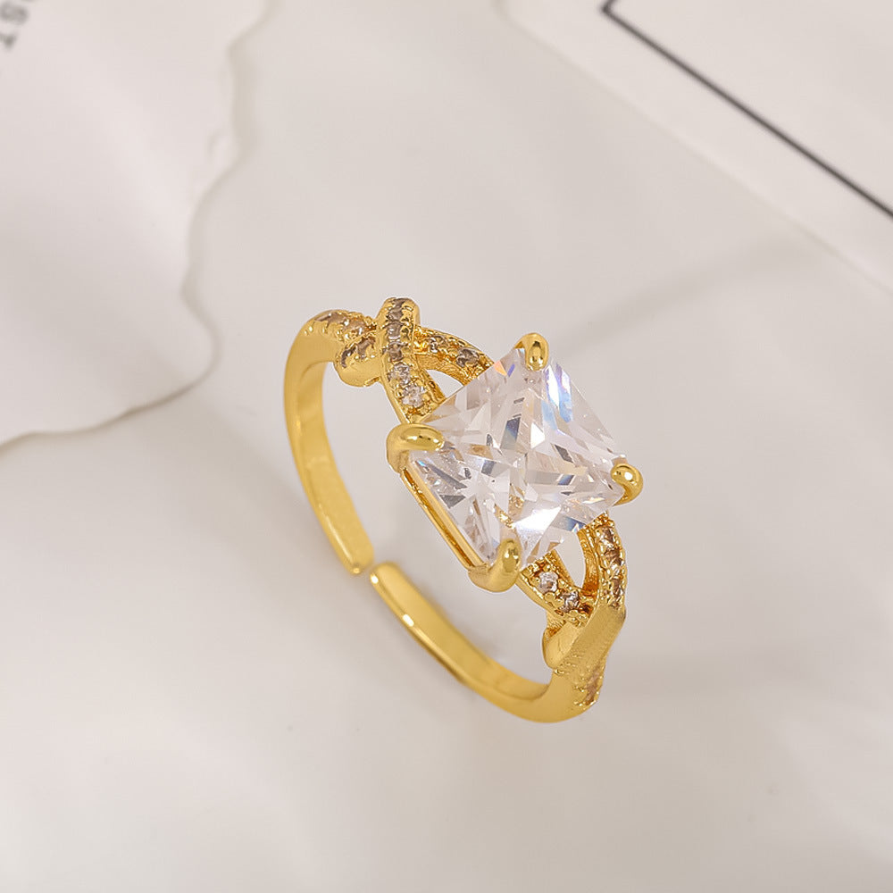 Women's Open-end Zircon Fashionable Classy Simple Cold Feeling Goddess Rings