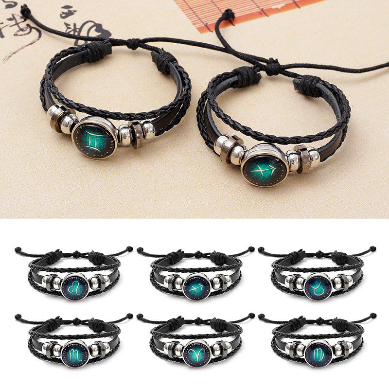 Men's Fashion Twee Constellation Luminous Woven Personality Bracelets